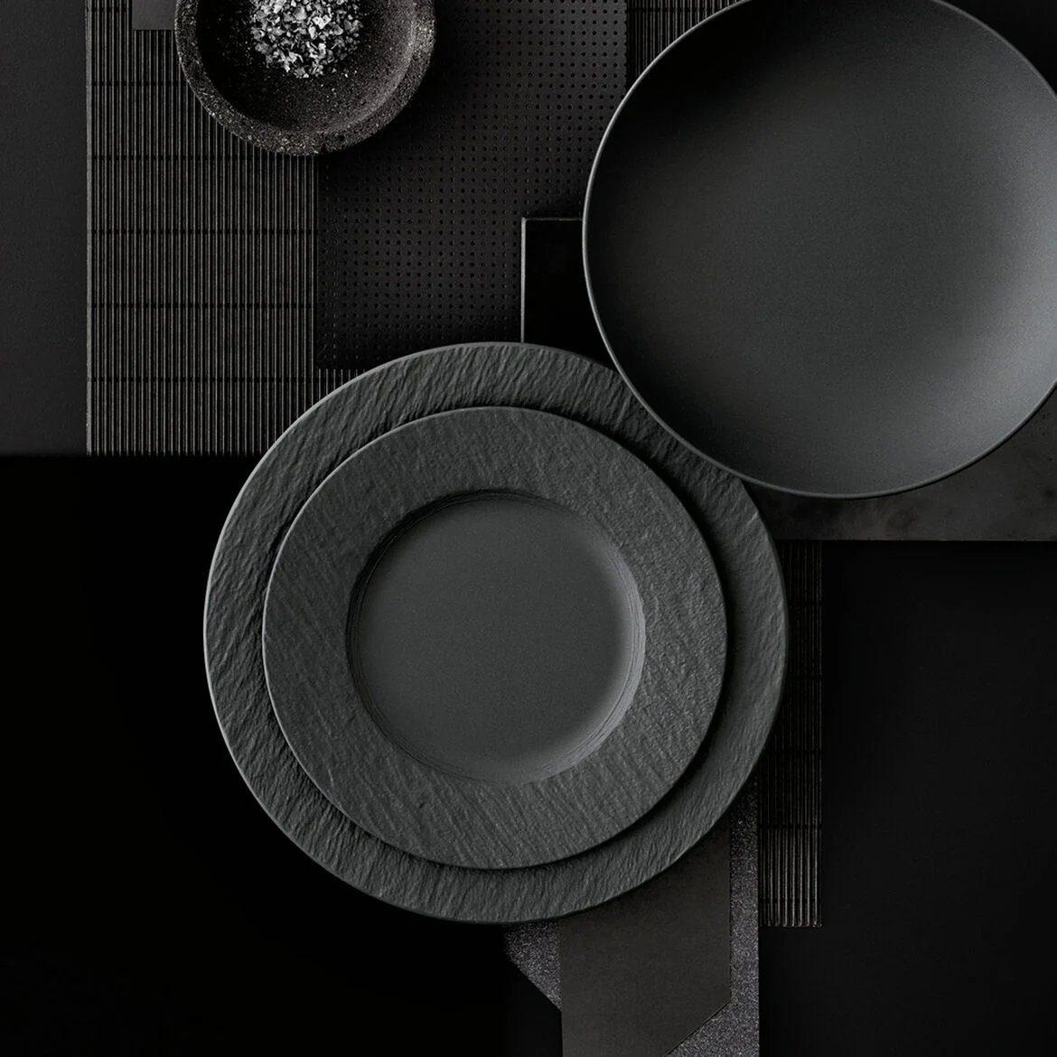 VILLEROY & BOCH Manufacture Rock Piatto Piano Nero 27cm Porcellana - Image 3